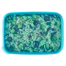 Load image into Gallery viewer, island teal 45oz rectangle lid with orzo salad inside