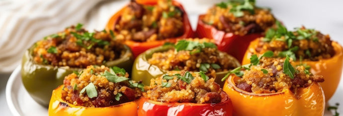 Thanksgiving Leftover Quinoa Stuffed Peppers