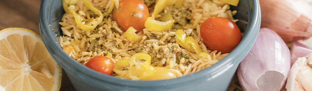 Single-Serve Pesto Orzo Bake