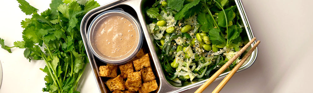 Edamame Zoodles with Air Fried Tofu