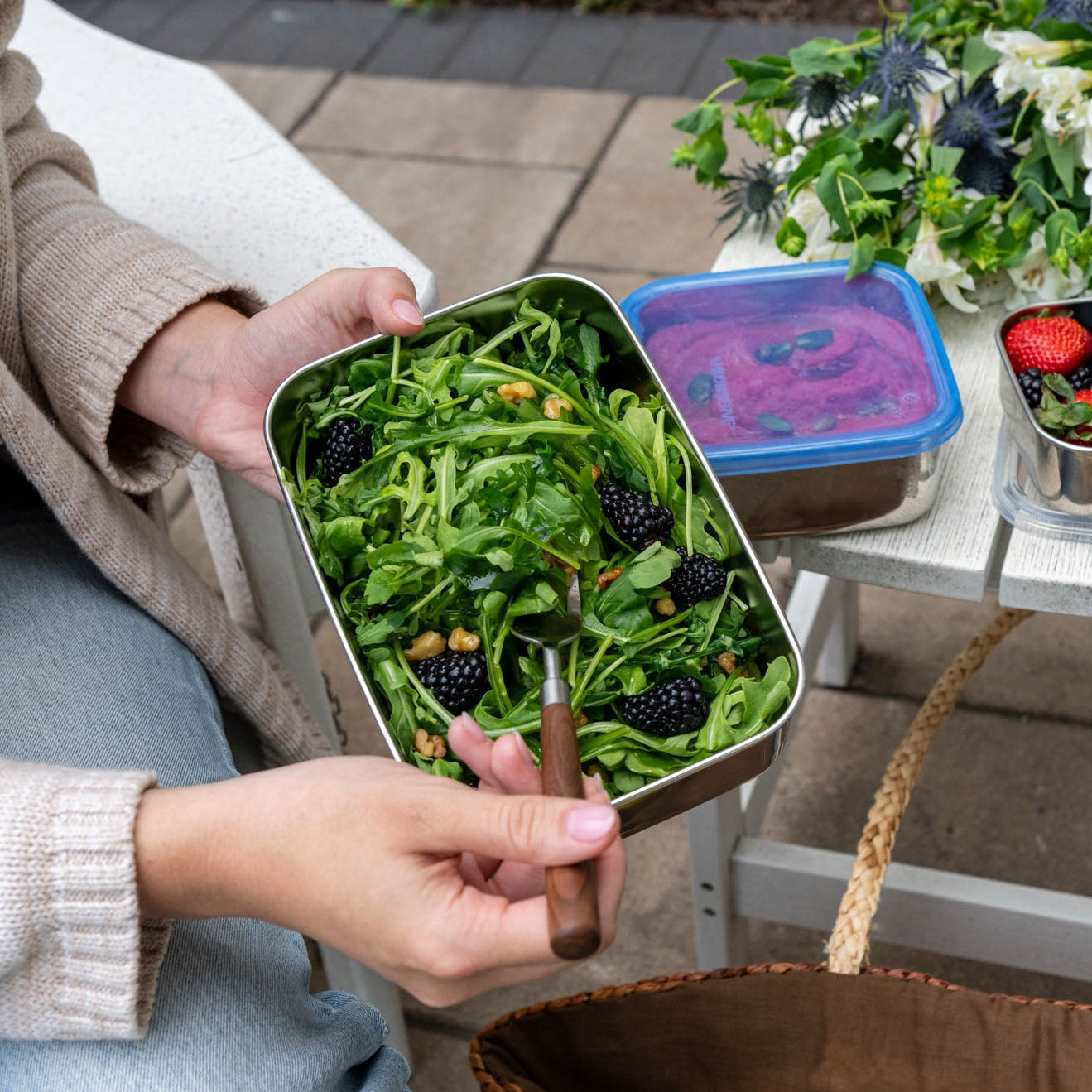 green salad in u-konserve 45oz rectangle