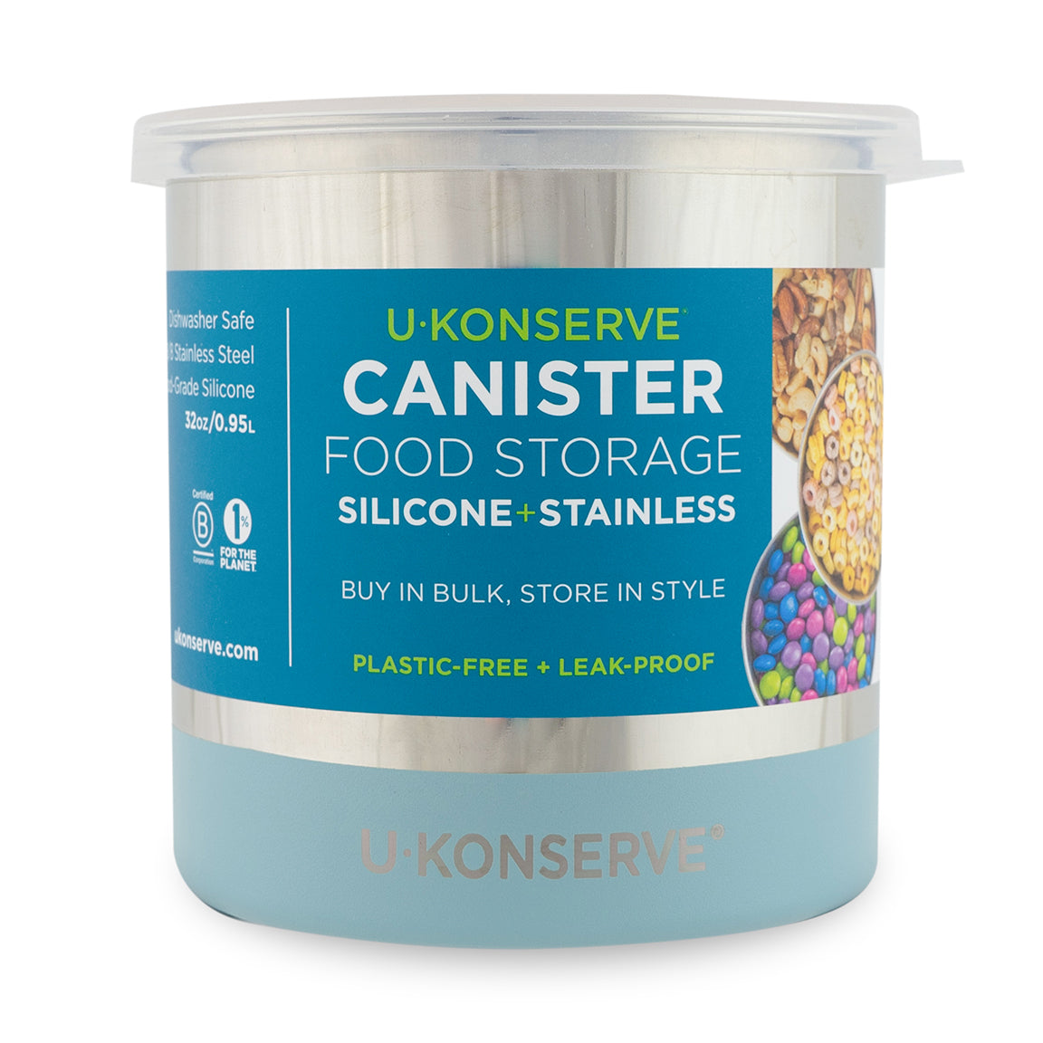U-Konserve Bulk Stainless Steel Food Storage Canister Clear Silicone Leak-Proof Lid Size 32 oz | Target